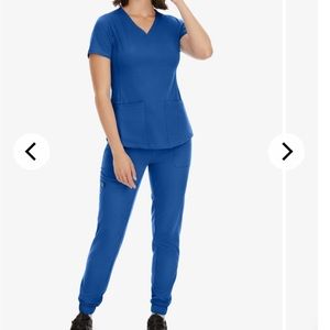 HH Works scrub top and bottom. Size XXS. Blue scrub top and joggers.
